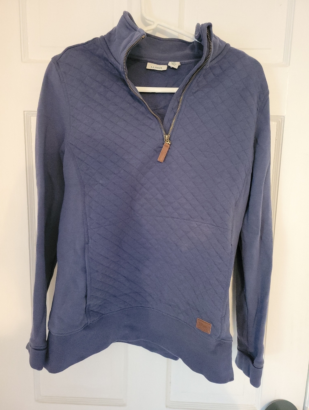 LL Bean Quilted Half-Zip Pullover Sweatshirt - Blue
